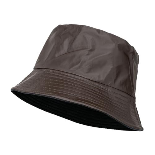 QILZO Faltbarer wasserdichter Regenhut Größe S - 55CM, Fischerhut, Kappe für Damen und Herren, Kappe mit Innenfutter, ideal für Wandern, Outdoor-Sport (Braun) von QILZO