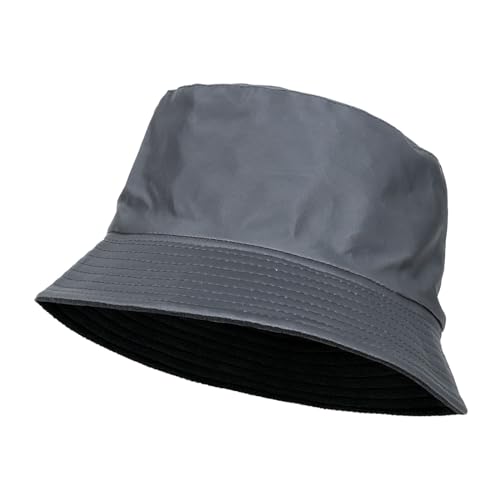 QILZO Faltbarer wasserdichter Regenhut Größe S - 55CM, Fischerhut, Kappe für Damen und Herren, Kappe mit Innenfutter, ideal für Wandern, Outdoor-Sport (Grau) von QILZO