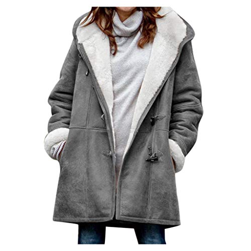 QIMANZI Winterjacke Damen Hooded Wintermantel Lange Daunenjacke Jacke Outwear Winter Warm Trenchcoat mit Pelzkragen Parka Outwear Mäntel(Grau,4XL) von QIMANZI