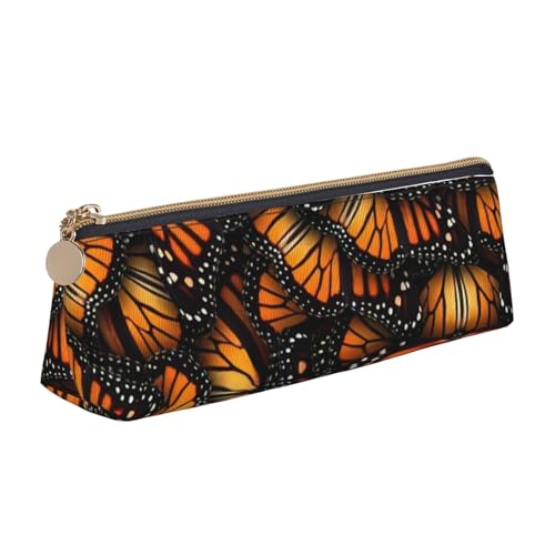 QIN&ZHENG Heaps of Orange Monarch Butterflies Print Fashion Leather Triangle Pouch Lightweight Cosmetic Case Full Print Compact Organizer, Weiß, One Size, Stilvoll von QIN&ZHENG