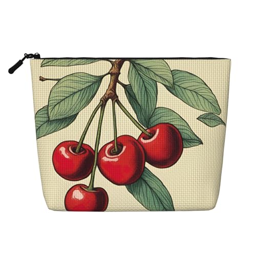 QIN&ZHENG Kosmetiktasche mit süßem rotem Kirsch-Aufdruck, Reißverschluss, große Make-up-Tasche, Neuheit, Kulturbeutel für Damen, leicht, schwarz, Einheitsgröße, Schwarz, Einheitsgröße, Schwarz, One QIN&ZHENG Kosmetiktasche mit süßem rotem Kirsch-Aufdruck, Reißverschluss, große Make-up-Tasche, Neuheit, Kulturbeutel für Damen, leicht, schwarz, Einheitsgröße, Schwarz, Einheitsgröße, Schwarz, One von QIN&ZHENG