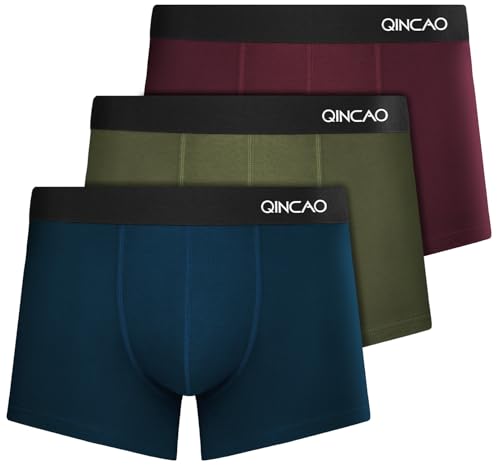 QINCAO Boxershorts Herren 3er Pack Unterhosen Männer - Bequeme Atmungsaktive & Ohne Etiketten, Tragbare Verpackung für Reise von QINCAO
