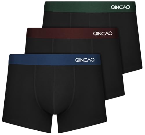 QINCAO Boxershorts Herren 3er Pack Unterhosen Männer - Bequeme Atmungsaktive & Ohne Etiketten, Tragbare Verpackung für Reise von QINCAO
