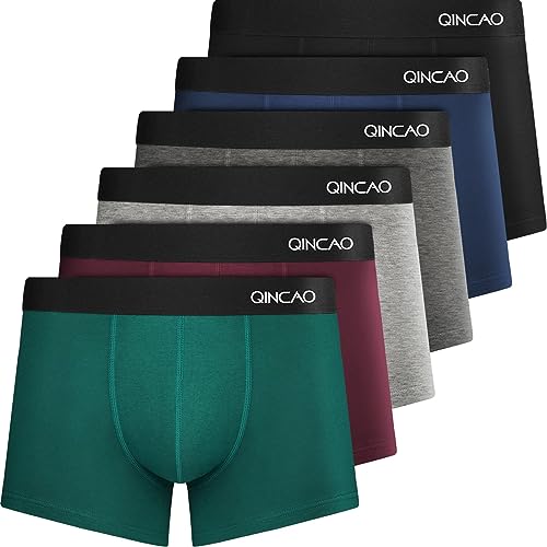 QINCAO Boxershorts Herren 6er Pack Ohne Kratzenden Zettel Männer Unterwäsche Baumwolle(Gr. S - 4XL) von QINCAO