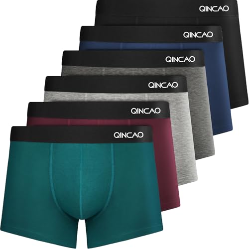 QINCAO Boxershorts Herren 6er Pack Ohne Kratzenden Zettel Männer Unterhosen Unterwäsche Boxer Baumwolle(Gr. S - 4XL) von QINCAO