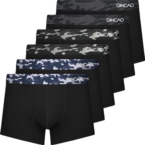 QINCAO Boxershorts Herren 6er Pack Ohne Kratzenden Zettel Männer Unterwäsche Baumwolle(Gr. S - 4XL) von QINCAO