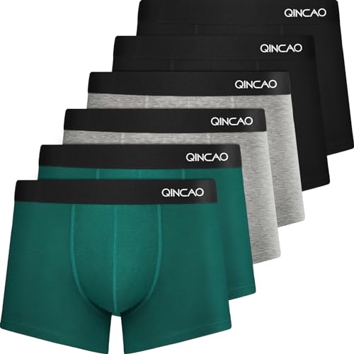 QINCAO Boxershorts Herren 6er Pack Ohne Kratzenden Zettel Männer Unterwäsche Baumwolle(Gr. S - 4XL) von QINCAO