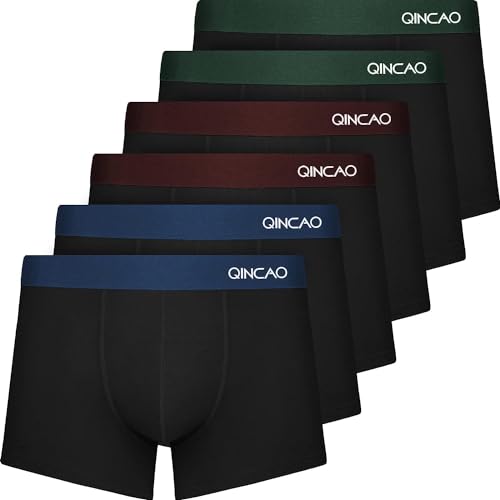 QINCAO Boxershorts Herren 6er Pack Ohne Kratzenden Zettel Männer Unterhosen Unterwäsche Boxer Baumwolle(Gr. S - 4XL) von QINCAO