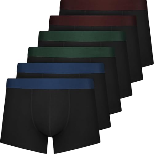 QINCAO Boxershorts Herren 6er Pack Männer Unterwäsche Unterhosen Men Retroshorts Boxer Baumwolle von QINCAO