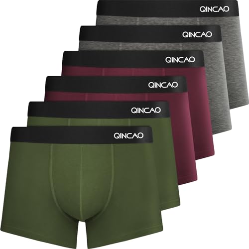 QINCAO Boxershorts Herren 6er Pack Ohne Kratzenden Zettel Männer Unterhosen Unterwäsche Boxer Baumwolle(Gr. S - 4XL) von QINCAO