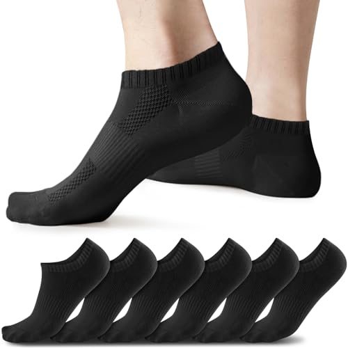 QINCAO Sneaker Socken Herren Damen 6 Paar Kurze Halbsocken Baumwolle Sportsocken Atmungsaktiv Laufsocken von QINCAO