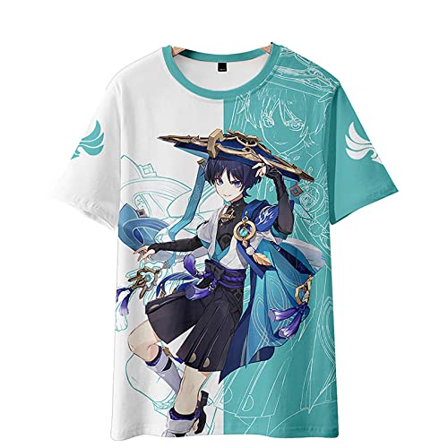 Scaramouche Kurzarm-T-Shirt, Anime-Rundhalsausschnitt, Baumwoll-T-Shirt für Herren und Damen, Kreatives Persönlichkeitsdruck-T-Shirt, Jugendliche, Pullover-Tops (1,M) von QINDA