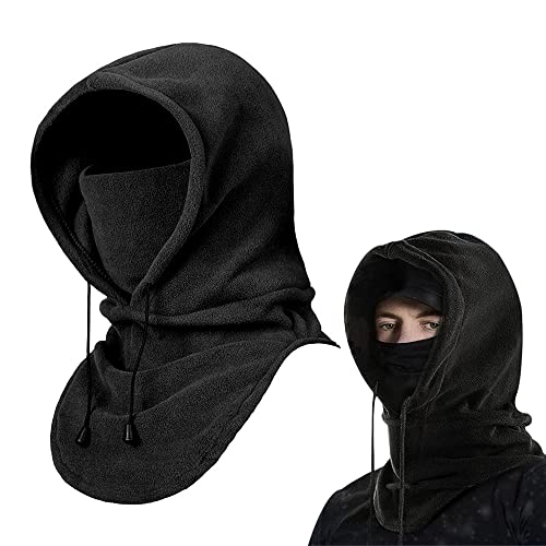 QINERSAW Gesichtsmaske Balaclava Winter Vollgesichtsmaske Winddichte Skimaske Warme Sturmhaube Gesichtshaube Mützenschal Kapuzenschal Fahrradmaske Motorradmask für Ski Unisex Damen Herren Schwarz von QINERSAW