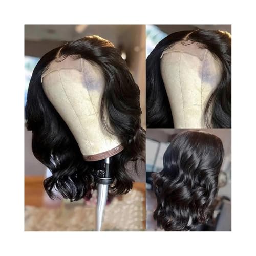 Lace Front Perücken Echthaar Echthaarperücke, Bob-Perücken for Frauen, Echthaar, 180% Dichte, Lace-Front-Perücke, 4 x 4, vorgeschnittene Lace Wear Go Glueless-Perücke Perücken für Frauen(10inches) von QINGGANG-0224