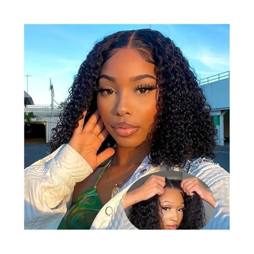 Lace Front Perücken Echthaar Spitzenperücke for Frauen, lockig, 4 x 4, ohne Kleber, sofort einsatzbereite Perücken aus Echthaar, vorgeschnittene Spitzenperücke Perücken für Frauen(14inches) von QINGGANG-0224