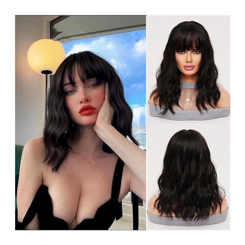 Lace Front Perücken Echthaar Täglicher Gebrauch Damen Urlaub Party Hochwertige natürliche schwarze Perücke Lange lockige Bob synthetische hitzebeständige Perücke Natürliche gewellte Ponyperücke Perück Lace Front Perücken Echthaar Täglicher Gebrauch Damen Urlaub Party Hochwertige natürliche schwarze Perücke Lange lockige Bob synthetische hitzebeständige Perücke Natürliche gewellte Ponyperücke Perück von QINGGANG-0224