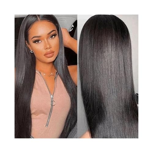 QINGGANG-0224 Lace Front Perücken Echthaar Gerade Lace-Front-Perücken, vorgezupftes Echthaar, 6 x 4, klebefreie Lace-Front-Perücken for Frauen Perücken für Frauen(18inches) von QINGGANG-0224