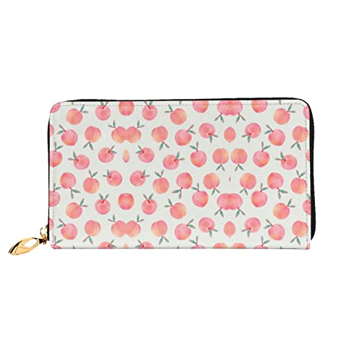 Rosa Pfirsichmuster Reißverschluss Leder Geldbörse für Frauen Clutch Tasche Reise Kartenhalter Geldbörse Geschenk Rosa Einheitsgröße Modern, rose, Einheitsgröße, Modern von QINGIXIN