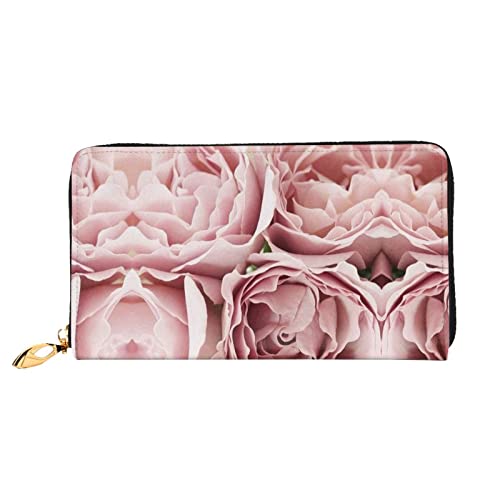 Rosa Rosen Reißverschluss Leder Geldbörse für Frauen Clutch Tasche Reise Kartenhalter Geldbörse Geschenk Rosa Rosen Einheitsgröße Modern, Rosa Rosen, Einheitsgröße, Modern von QINGIXIN