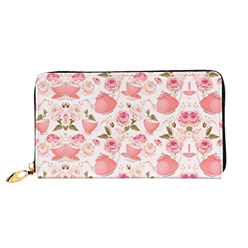 Rosa Teekanne Reißverschluss Leder Geldbörse für Frauen Clutch Tasche Reise Kartenhalter Geldbörse Geschenk Rosa Teekanne Einheitsgröße Modern, Rosa Teekanne, Einheitsgröße, Modern von QINGIXIN