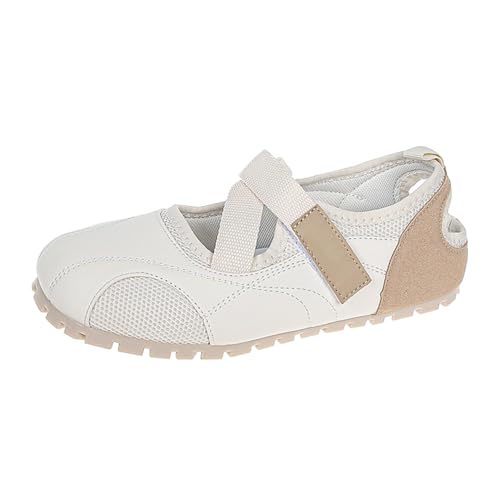 QINGMEN Damen Sandalen Flache Casual Sport Bequeme All Hollow Ergonomische 2025 (Khaki, 40) von QINGMEN
