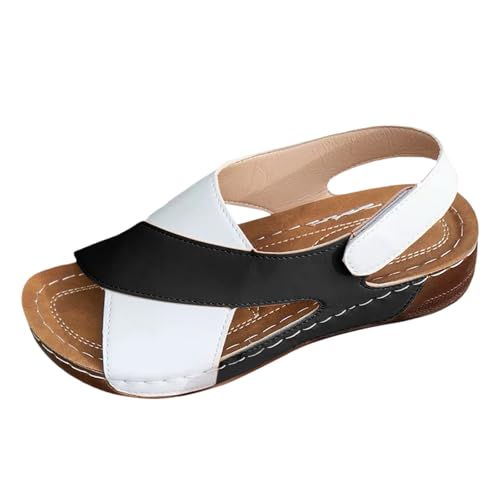 QINGMEN Damensandalen Damen Sandalen Plattform Dicke Sohle Mit Rock Lässig Offene Spitze Vielseitige Strand Casual Sandaletten (Black, 44) von QINGMEN