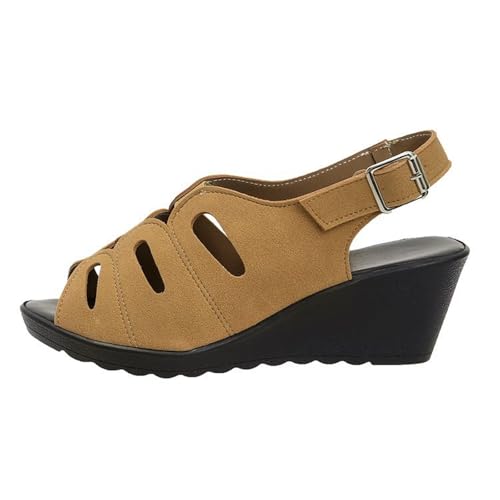 QINGMEN Damenschuhe Bequeme Freizeitschuhe für Damen Schwarz Slip Plateau Elegant (Yellow, 43) von QINGMEN