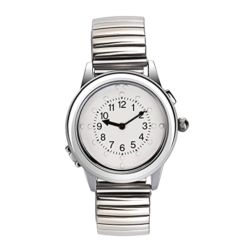 QINGQIAN Berührbare Jalousie-Armbanduhr, geeignet für Sehbehinderte, silberfarbenes Gehäuse, silberfarbenes Edelstahl-Teleskop-Uhrenarmband, neutraler Stil, für Damen und Herren, Adidas Sportschuhe mit Stollen, 🔸 von QINGQIAN