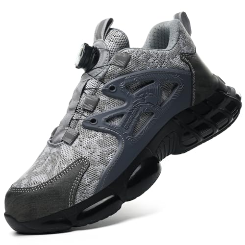 QINGRUIPAI Arbeitsschuhe Herren Sportliche Sicherheitsschuhe Leicht Trends Drehknopf Anti-Smash und Anti-Punktur von QINGRUIPAI