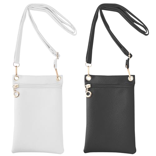 QINGYIWL 2 Stück Handytasche zum Umhängen, PU Leder Handy Umhängetasche Damen, Handy Tasche zum Umhängen (Schwarz + Weiß) von QINGYIWL