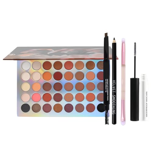 Augen Make-up Set All-in-One, 40 Farben Lidschatten Palette, Mascara, Eyeliner, Augenbrauenstift & Schminkpinsel, Komplettes Kosmetik Set für Frauen & Mädchen Geschenk von QINGZY