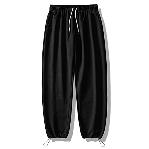 QINKO Herren Plus Samt Dicke Freizeithose Lose Einfarbige Jogginghose Hose Jogger Mit Taschen-A_M von QINKO