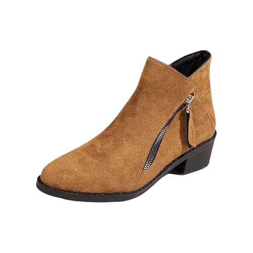 QINQNC Chelsea Boots,Ladies Chelsea Boots Womens Side Zipper Suede Pointed Toe Ankle Boots Party Prom Short Boot Shoes Sizes 3-8 von QINQNC