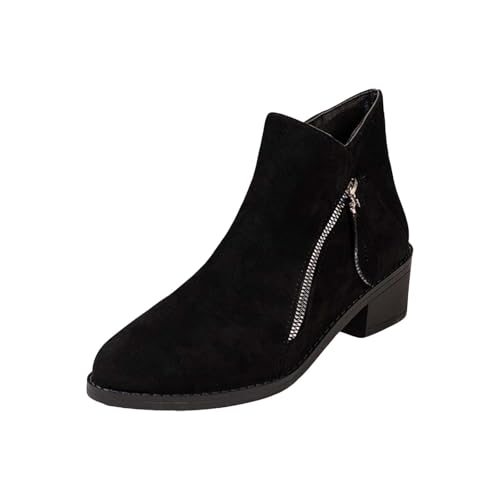 QINQNC Chelsea Boots,Ladies Chelsea Boots Womens Side Zipper Suede Pointed Toe Ankle Boots Party Prom Short Boot Shoes Sizes 3-8 von QINQNC