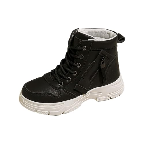 QINQNC Chelsea Boots Damen,Womens Ladies Flat Lace up High top Chain Zip Pumps Trainers Shoes Ankle Boots Sneakers Ankle Boots von QINQNC