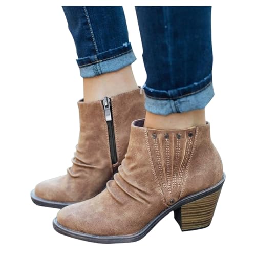 QINQNC Cowboystiefel Damen,Women's Retro Western Cowboy Boots Cowgirl Boots Classic Pointed Toe Chunky Heel Mid Calf Ankle Boots QINQNC Cowboystiefel Damen,Women's Retro Western Cowboy Boots Cowgirl Boots Classic Pointed Toe Chunky Heel Mid Calf Ankle Boots von QINQNC