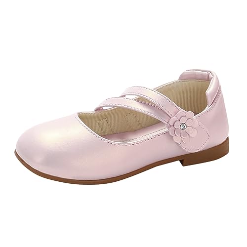 QINQNC Girls Dress Shoes Mary Jane Flower Girl Sandals Toddler Baby Leather Double Strap Princess Shoes Kids Dance Wedding Party School Shoes (Pink, 26 Toddler) von QINQNC