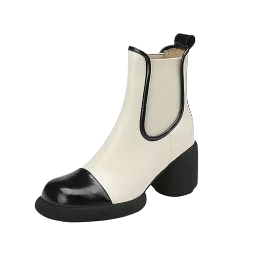 QINQNC Stiefel Damen,Womens Suede Low Block Heel Ankle Boots Comfort Ladies Office Formal Work Party Occasion Heeled Button Pointed Toe Shoes von QINQNC