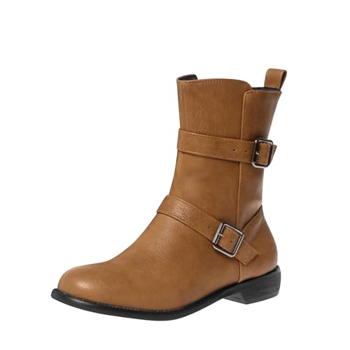 QINQNC Stiefeletten Damen,Womens Ankle Boot Wellies Women Leather Waterproof Wellington Short Boots with Belt Ladies Flat Welly Yard Boots Shoes QINQNC Stiefeletten Damen,Womens Ankle Boot Wellies Women Leather Waterproof Wellington Short Boots with Belt Ladies Flat Welly Yard Boots Shoes von QINQNC