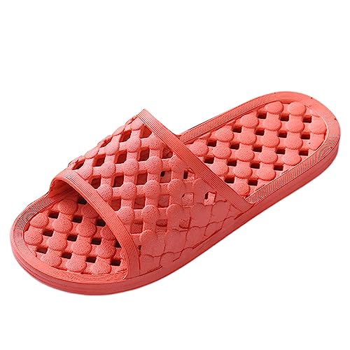 QINQNC Strohsandalen Duschschuhe Damen Hausschuhe Foto Damenschuhe, Flache, Hohle Badezimmer-Hausschuhe, modische Outdoor-Strand-Hausschuhe Damen Schlappen Herren-Zehentrenner Clogs (Orange, 38) von QINQNC