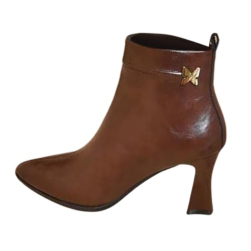 QINQNC Winterschuhe Damen,Womens Leather Ankle Boots Ladies Girls Low Mid Kitten Heels Zip Pointy Party Booties Summer Shoes Plus Size QINQNC Winterschuhe Damen,Womens Leather Ankle Boots Ladies Girls Low Mid Kitten Heels Zip Pointy Party Booties Summer Shoes Plus Size von QINQNC