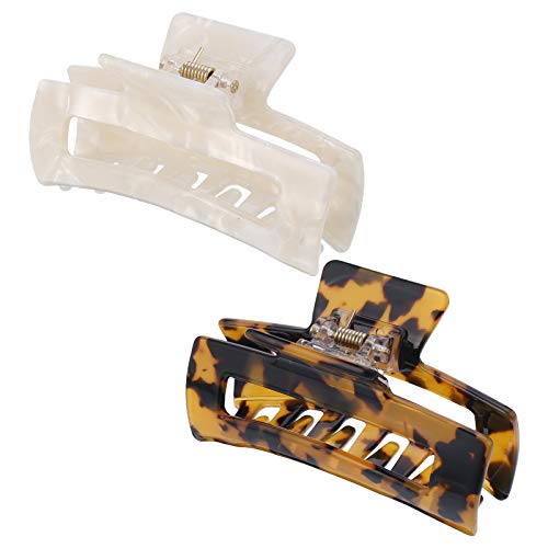 QINREN 2 Stück Haarklammer Groß Acetat Haarklauenclips Haarklammern Damen Größe Haarklauenclips zur Dekoration oder Feste Haare von QINREN