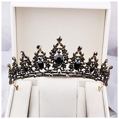 Stirnband Damen Barock schwarzer kristall große runde braut tiaras kronen pageant prom diadem strass veil tiara stirnband hochzeit haarschmuck Stirnband(Style S) von QINYUML