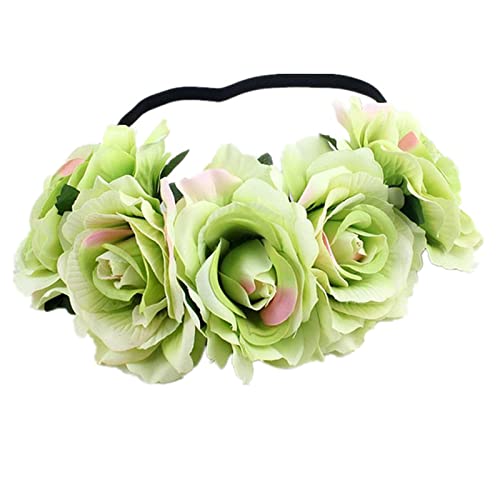 Stirnband Damen Böhmen Handgemachte Blumenstirnband Große Rose Blume Haare Kopf Zubehör Frauen Mädchen Bridemaids Kranz Party Haarschmuck Blumen-Nr. Stirnband(24) von QINYUML