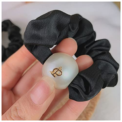 Stirnband Damen Damen Temperament Hair Ring Large Darm Ring Französisch Retro Perle Krawatte Haarseil Gummi Bubble Gummi Band Pferdeschwanzkopfschmuck Stirnband(Music notes) von QINYUML