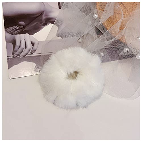 Stirnband Damen Einfache Mode Nette Plüschhaarseil mit Persönlichkeit Haarring Haarschmuck for Frauen und süße Mädchengeschenke Stirnband(White hair rope) von QINYUML