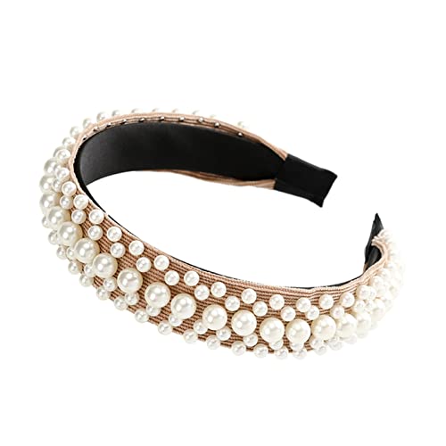 Stirnband Damen Elegante Perlenstirnband for Frauen Haarschmuck Haarbänder Mode Mädchen Haarreifen Band Ornament Braut Hochzeit Headwear Stirnband(Turquoise) von QINYUML