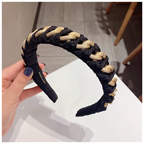 Stirnband Damen Europa Metallkette Stirnbänder for Frauen Lünette Schwarz Haarband Weibliche Haarreifen Mode Headwear Mädchen Haarbänder Haarschmuck Stirnband(1) von QINYUML