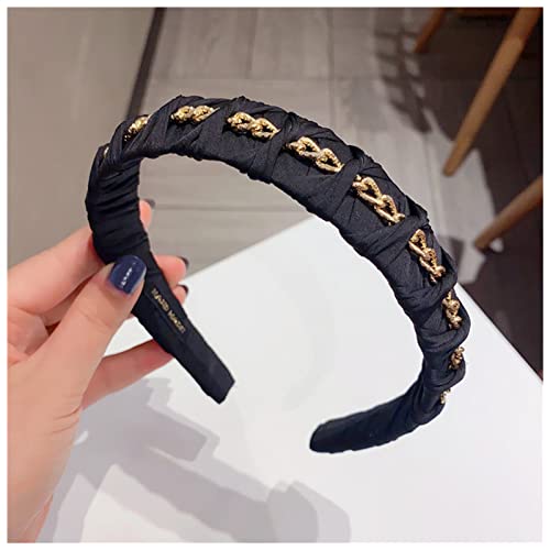 Stirnband Damen Europa Metallkette Stirnbänder for Frauen Lünette Schwarz Haarband Weibliche Haarreifen Mode Headwear Mädchen Haarbänder Haarschmuck Stirnband(2) von QINYUML