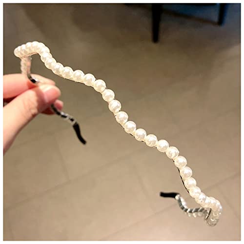 Stirnband Damen Frauen Perlen Stirnbänder Barock Haarbänder Dame Mädchen Haarfassung Lünette for Haare Mode Kopfbedeckung Haarschmuck Stirnband(6) von QINYUML
